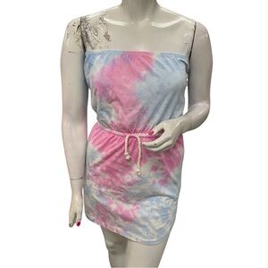 Lagaci Pastel Tie-Dye Strapless Dress Size L